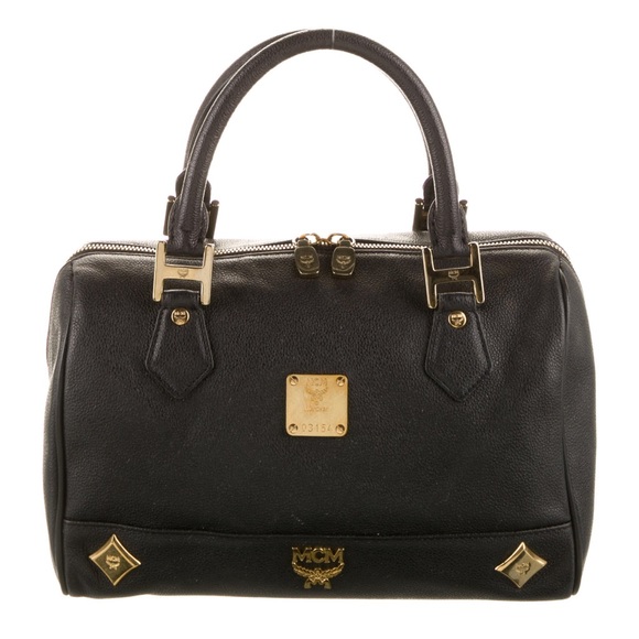 MCM Leather Studded Small Heritage Boston Bag - Picture 2 of 6